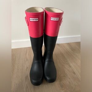 Hunter Tall Rain boots with inserts.